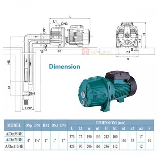 LEO AJDM75/4H SELF-PRIMING JET PUMP (1HP/30LMIN/32MM X 25MM)