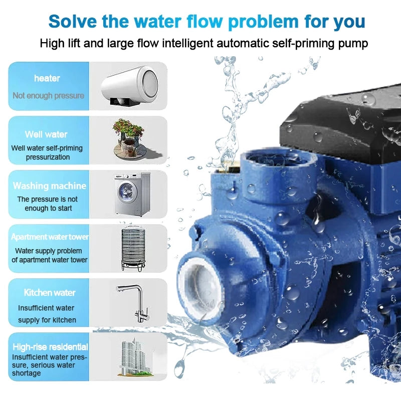 BQB60 AUTOMATIC SELF-PRIMING WATER PUMP 0.5HP 370W HOME WATER BOOSTER PUMP